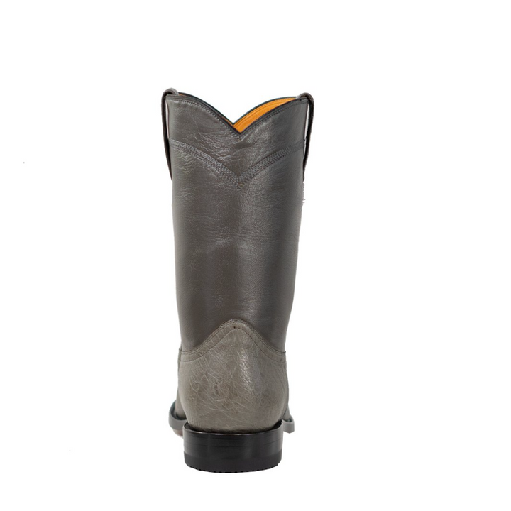 Galveston Smooth Ostrich Roper Boot - Grey