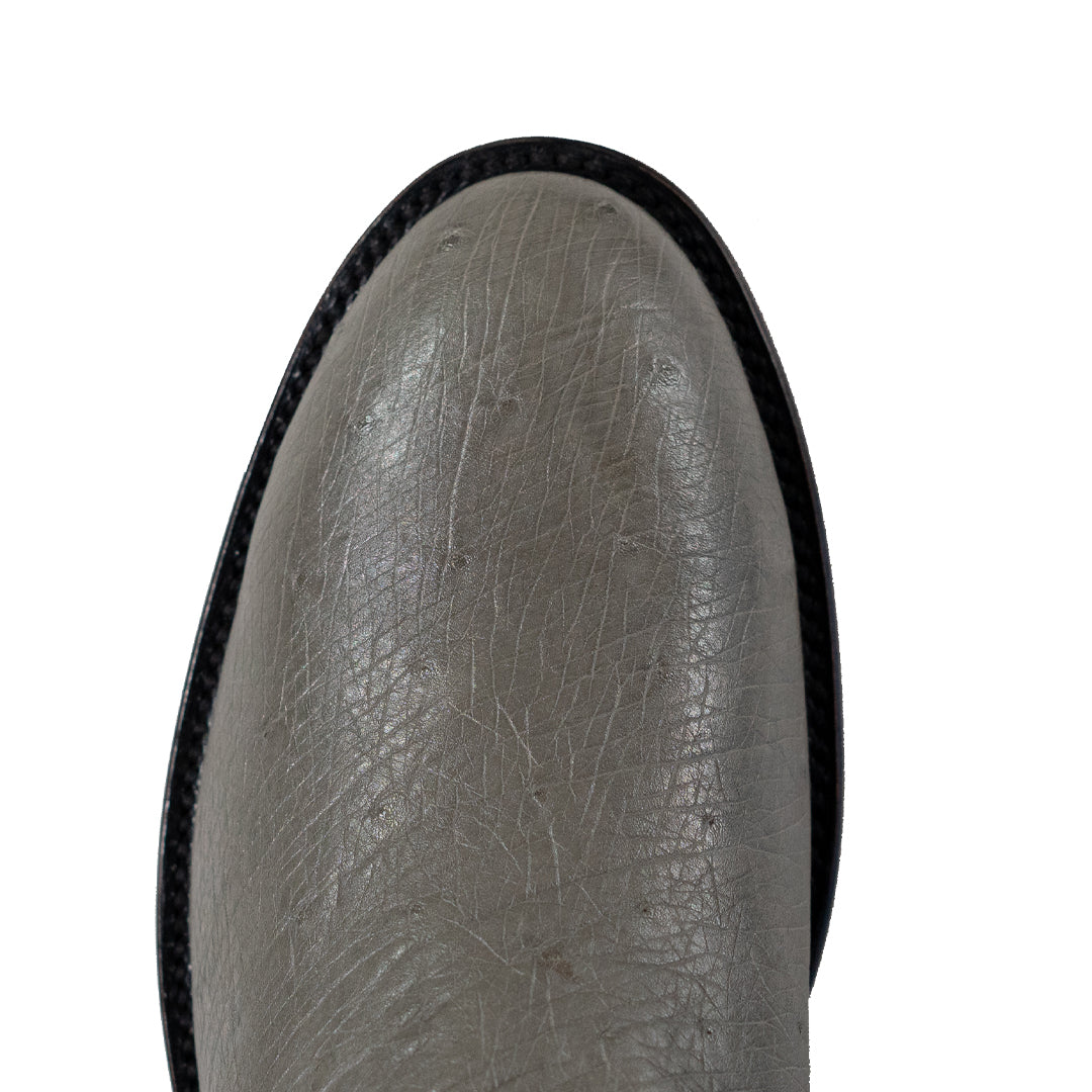 Galveston Smooth Ostrich Roper Boot - Grey