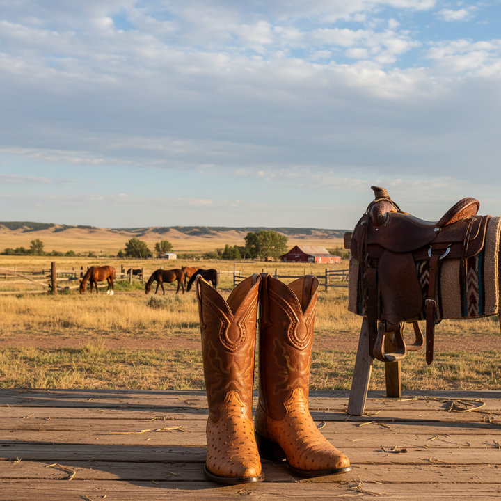 Cameron Full Quill Ostrich Classic Western Boot - Cognac