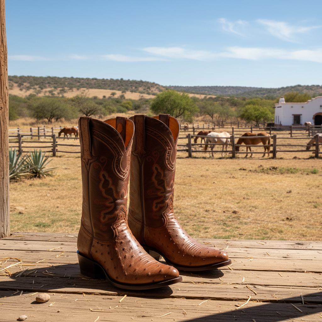 Cameron Full Quill Ostrich Classic Western Boot - Tobacco Brown