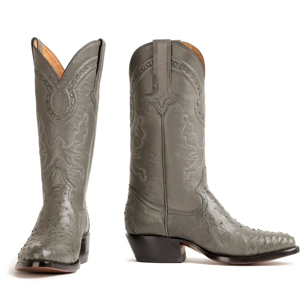 Hidalgo 4 Piece Ostrich Classic Western Boot - Grey