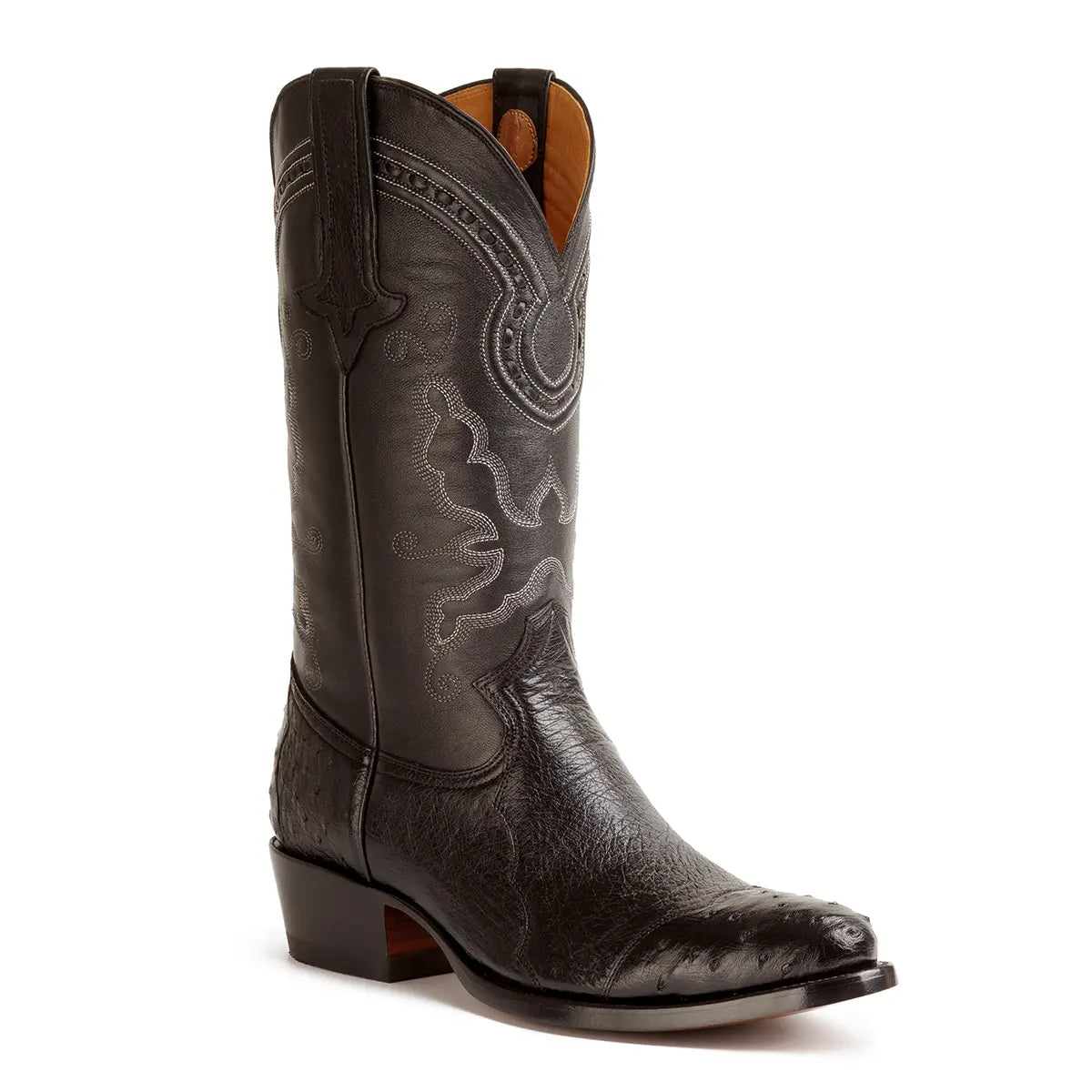 Hidalgo 4 Piece Ostrich Classic Western Boot Black Gavel Boots
