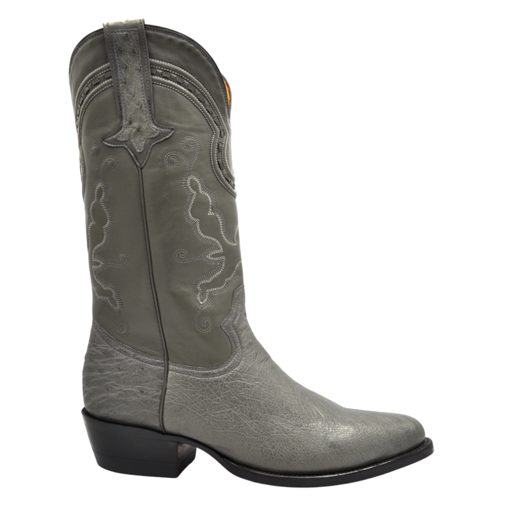Travis Smooth Ostrich Classic Western Boot - Grey