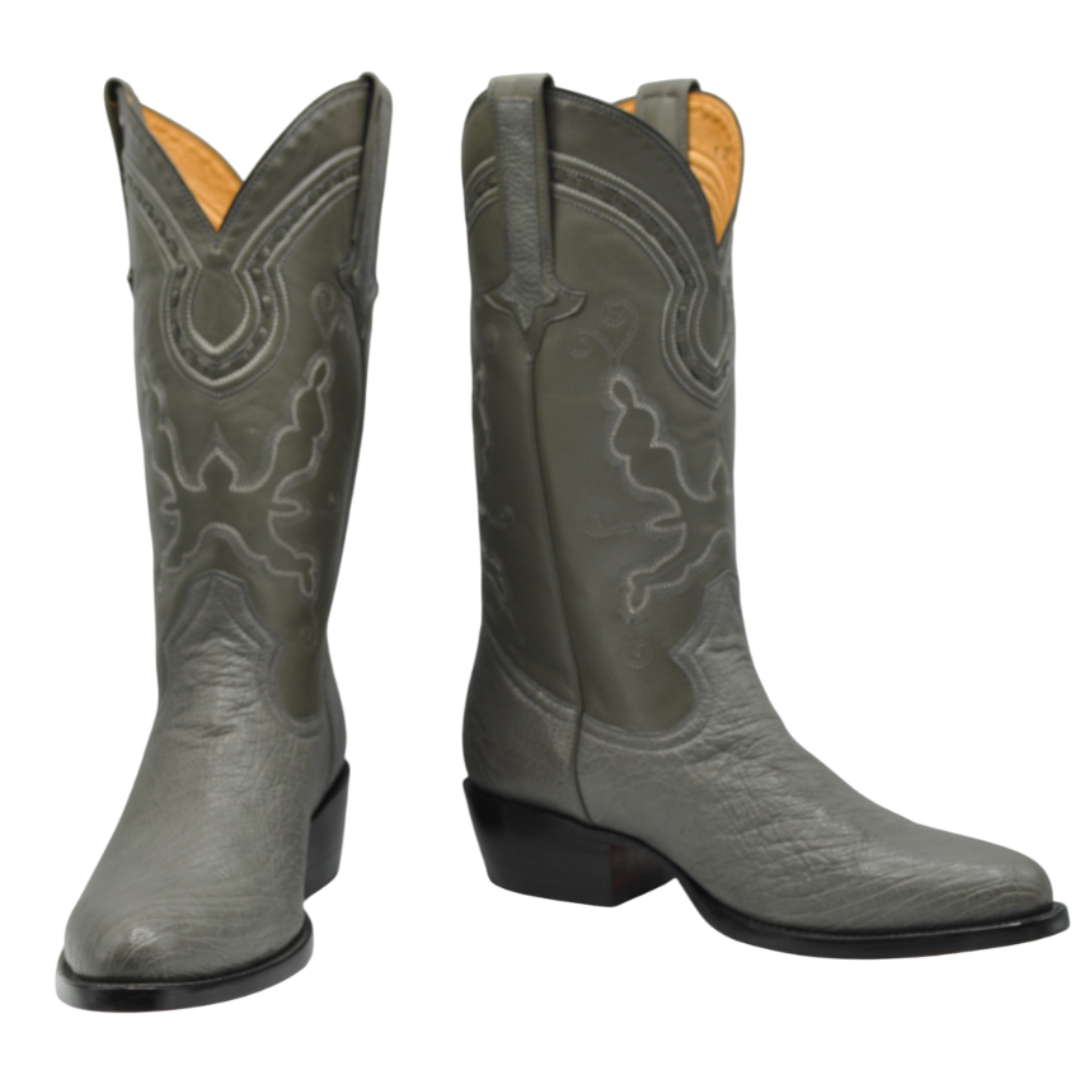 Travis Smooth Ostrich Classic Western Boot - Grey