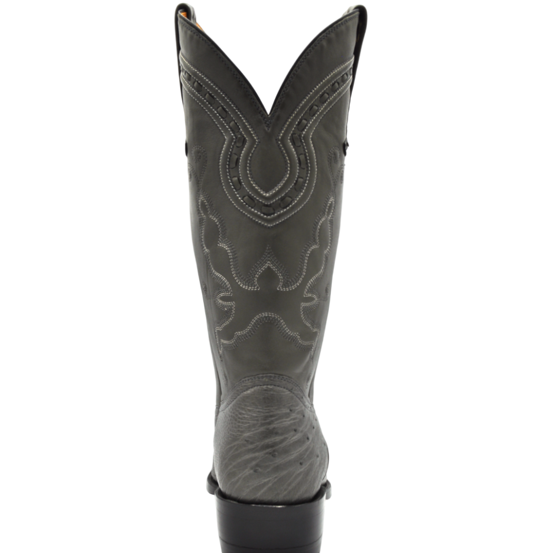 Travis Smooth Ostrich Classic Western Boot - Grey