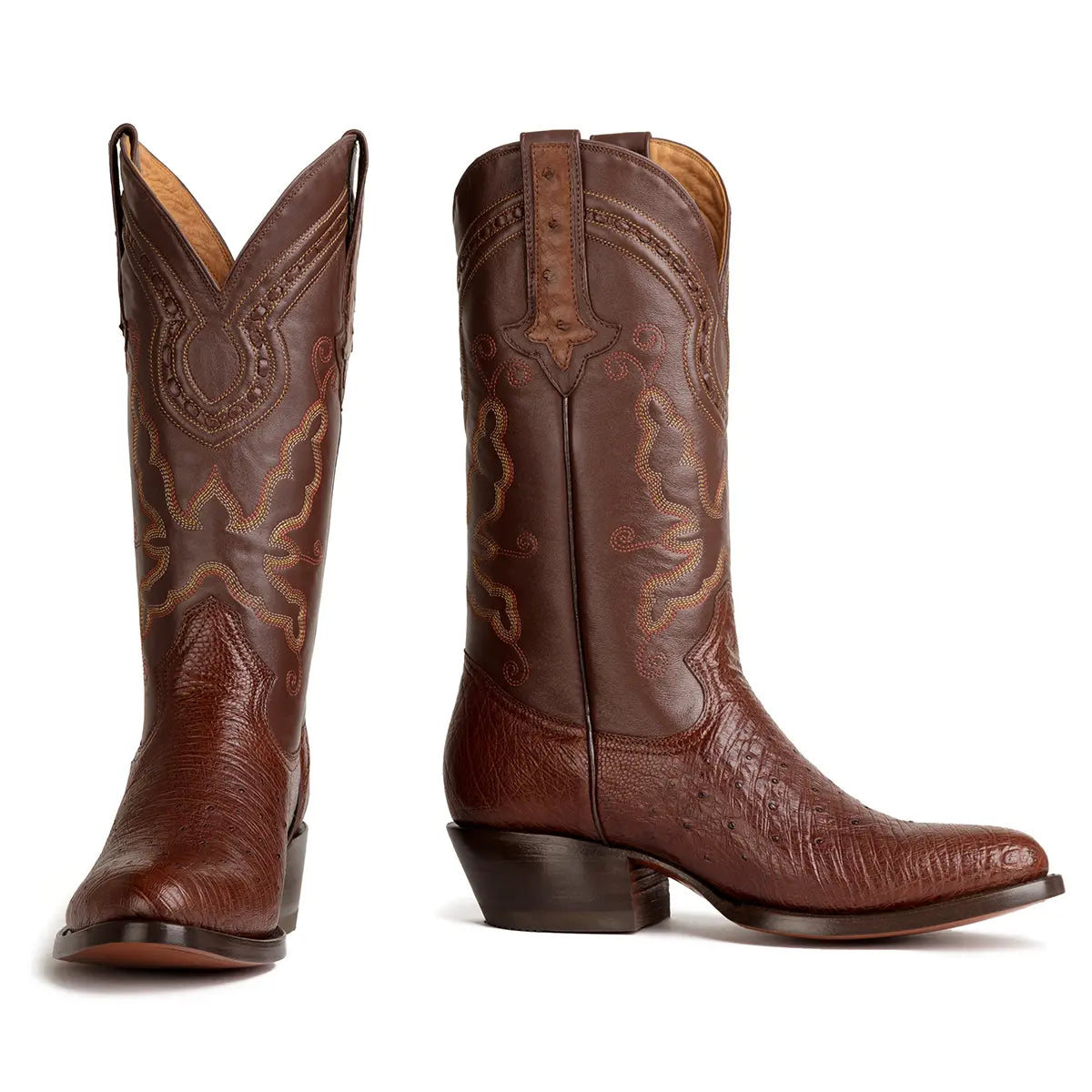 Travis Smooth Ostrich Classic Western Boots - Tobacco