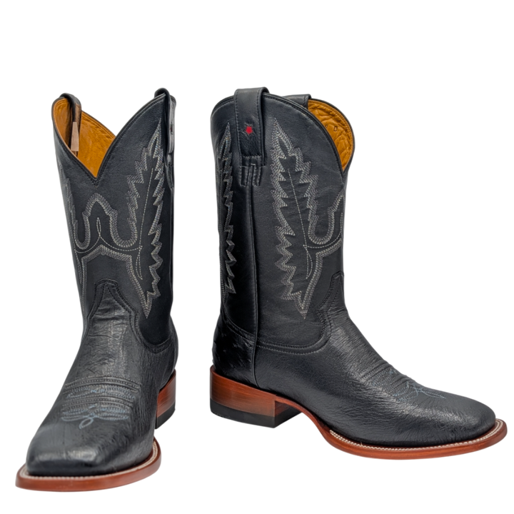 Diego Smooth Ostrich Rodeo Boots - Black
