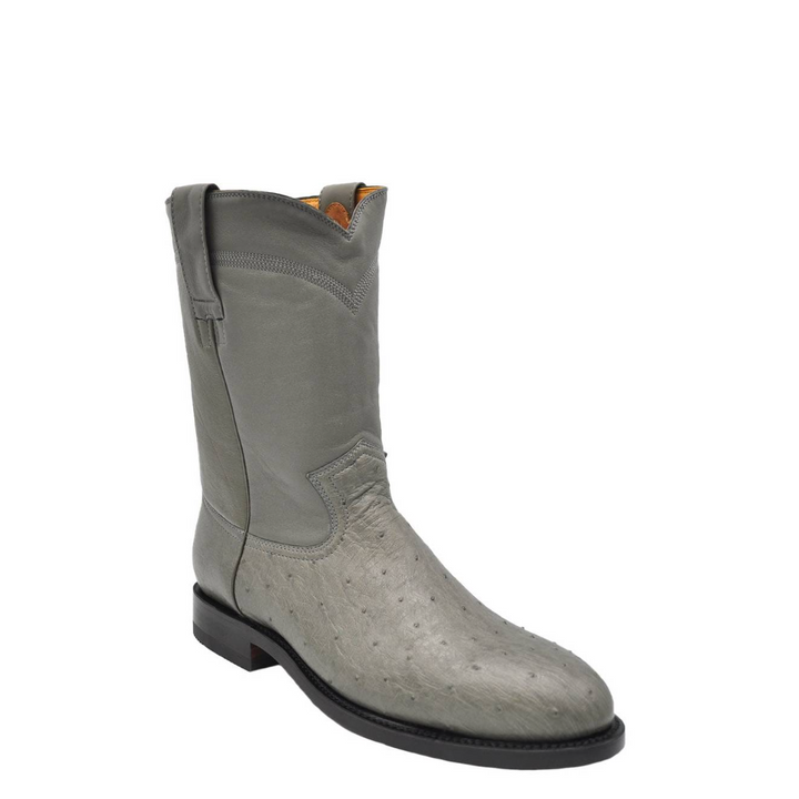 Galveston Smooth Ostrich Roper Boot - Grey