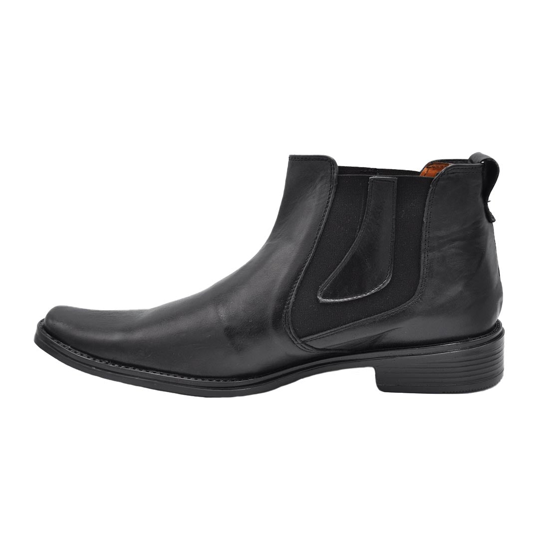 Aaron Men's Black Leather Dress Half Boots