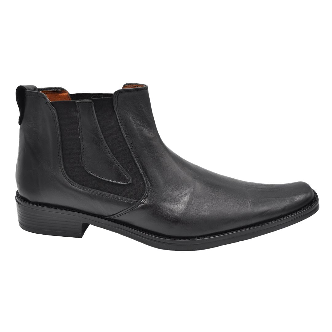Aaron Men's Black Leather Dress Half Boots