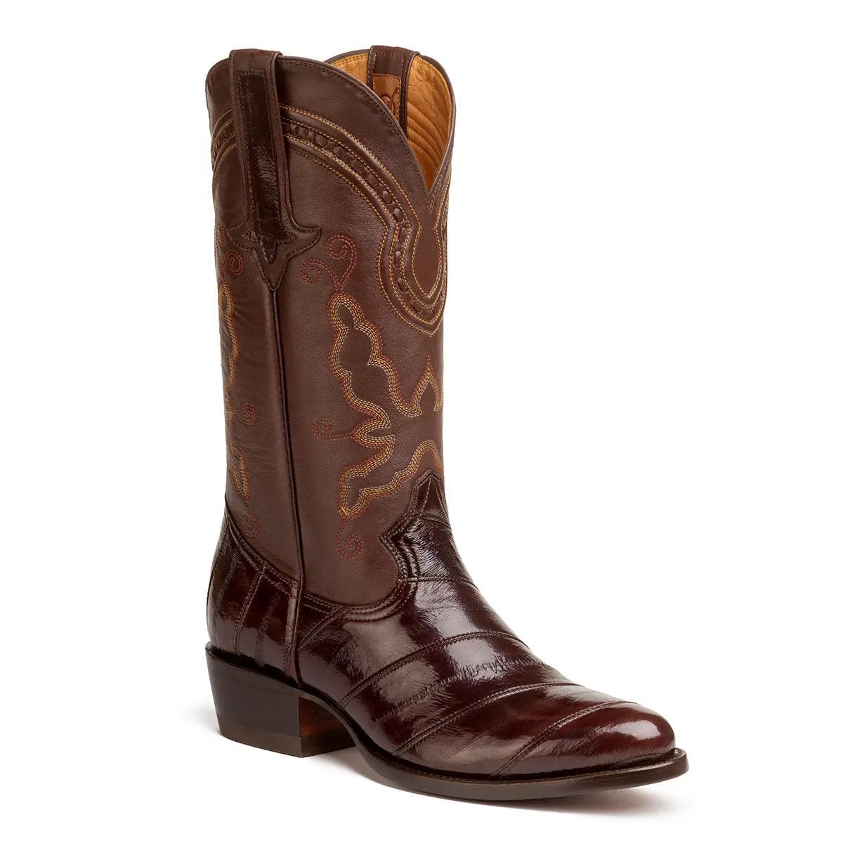 Patricio Eel Skin Classic Western Boots -Brown
