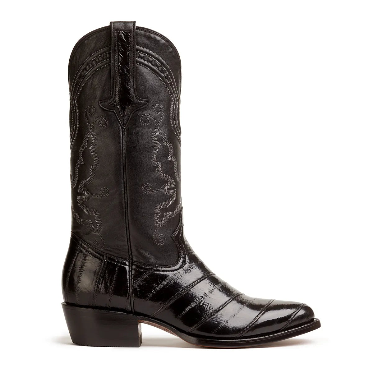 Patricio Eel Skin Classic Western Boots -Black