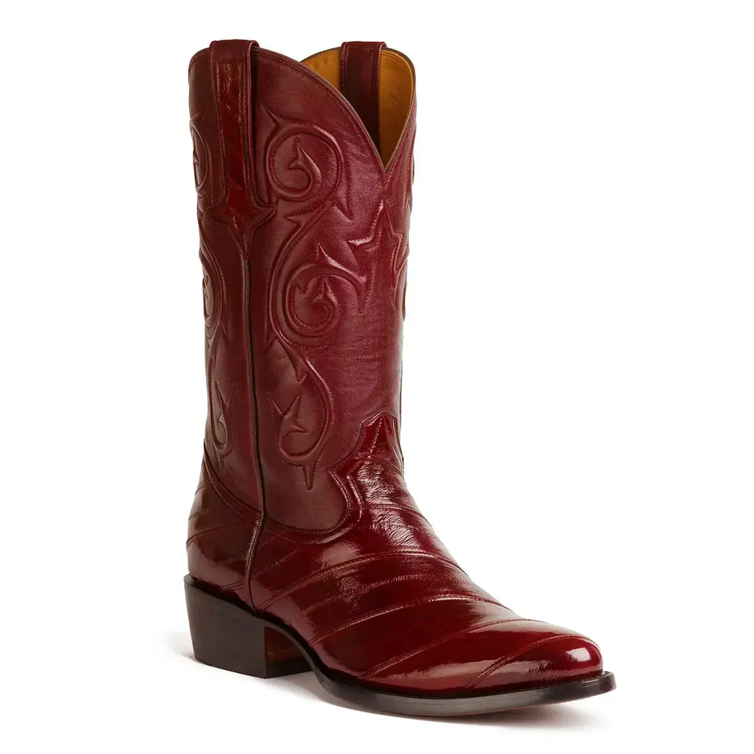 Patricio Eel Skin Classic Western Boot - Wine