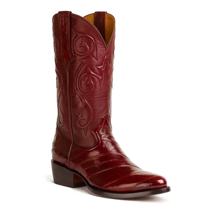 Patricio Eel Skin Classic Western Boot - Wine