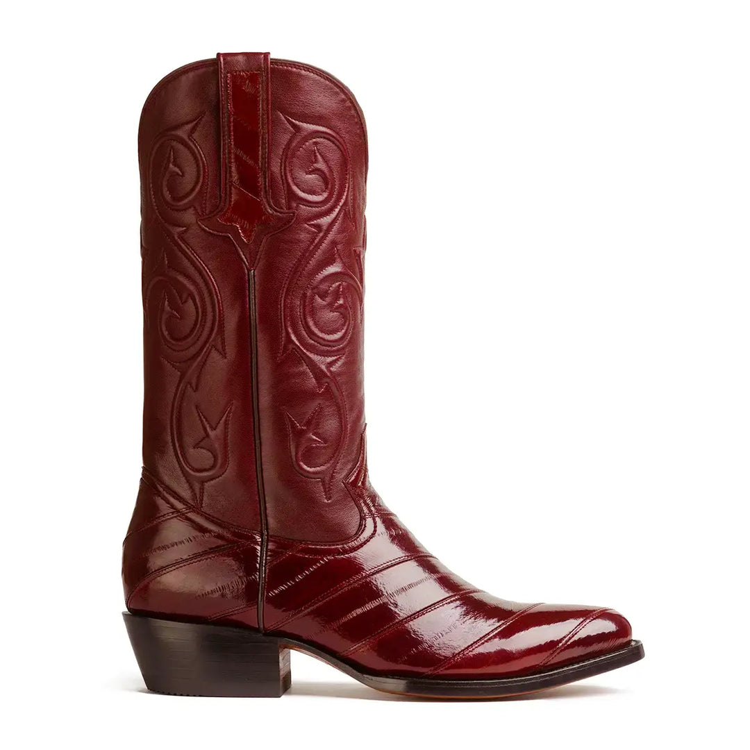 Patricio Eel Skin Classic Western Boot - Wine