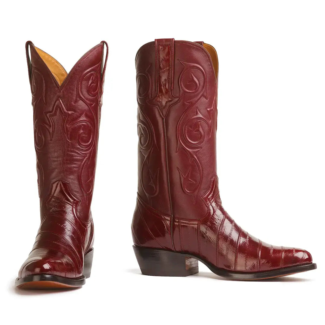 Patricio Eel Skin Classic Western Boot - Wine