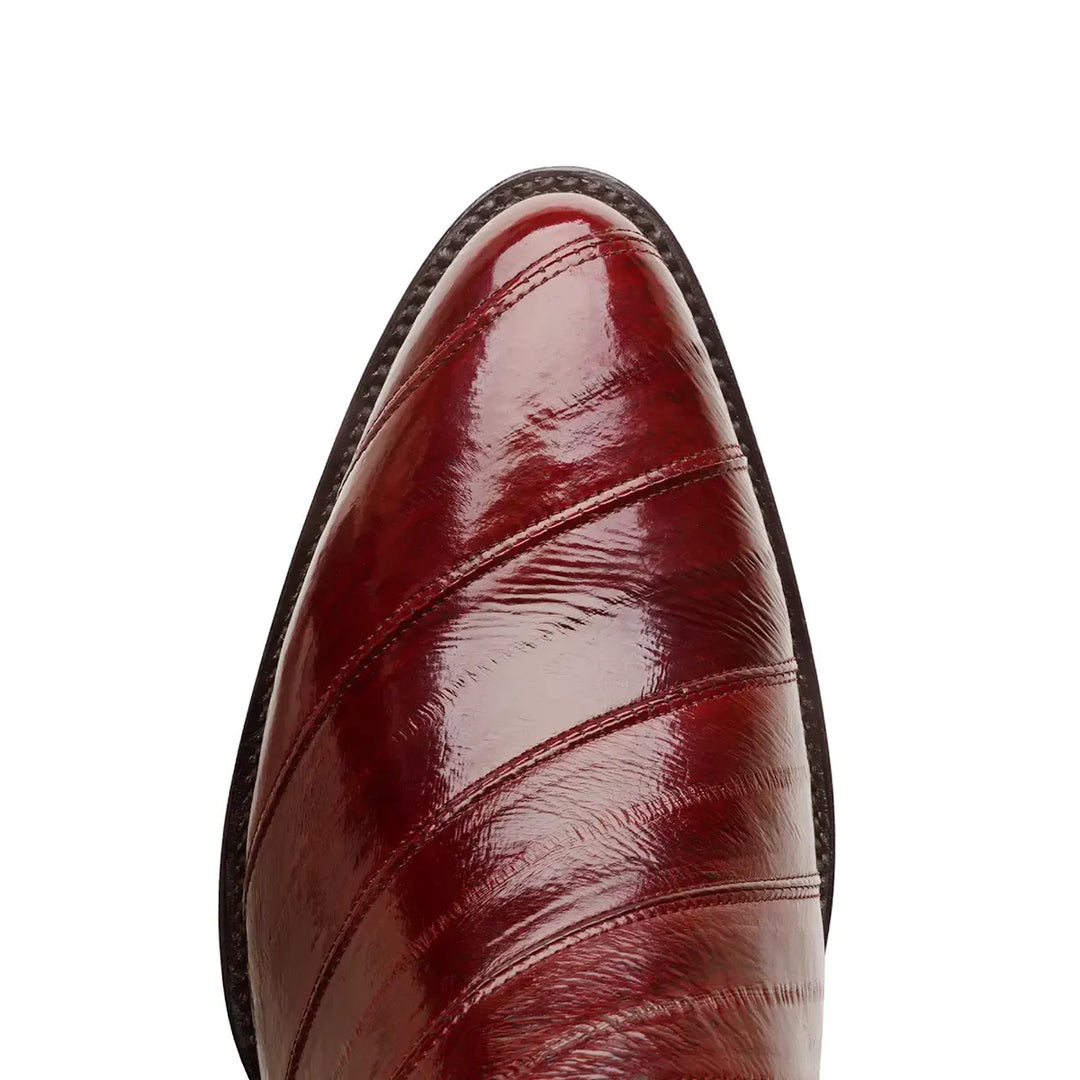 Patricio Eel Skin Classic Western Boot - Wine