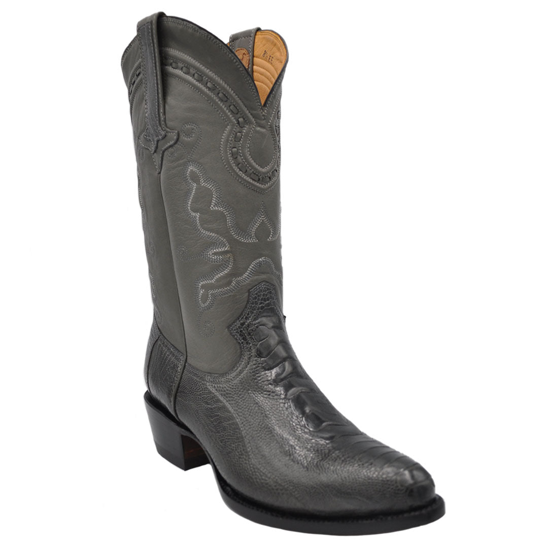 Collin Ostrich Leg Classic Western Boots - Grey