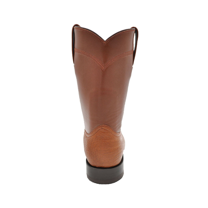 Galveston Smooth Ostrich Roper Boot - Cognac