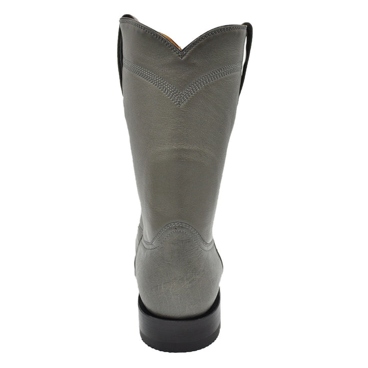 Galveston Smooth Ostrich Roper Boot - Grey