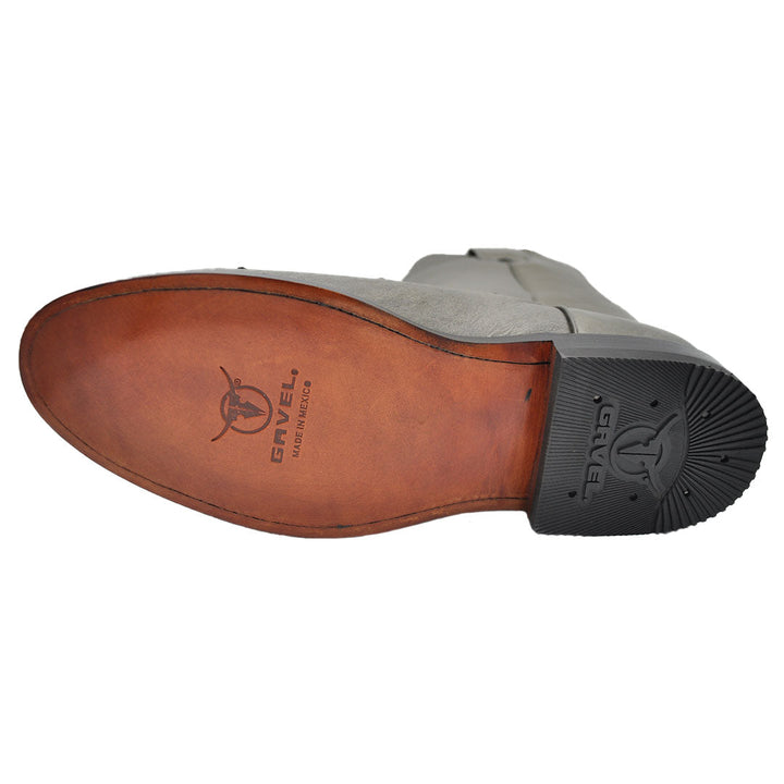 Galveston Smooth Ostrich Roper Boot - Grey