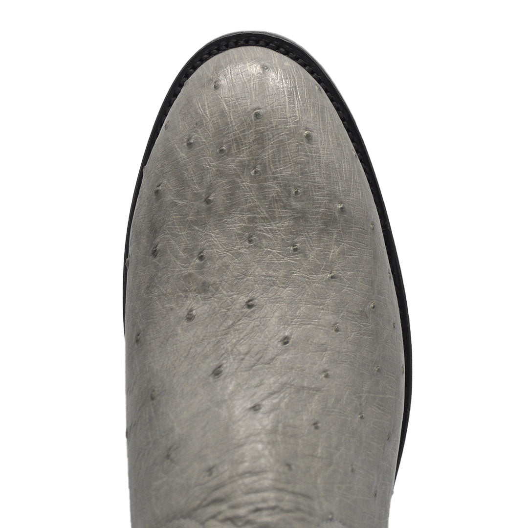 Galveston Smooth Ostrich Roper Boot - Grey