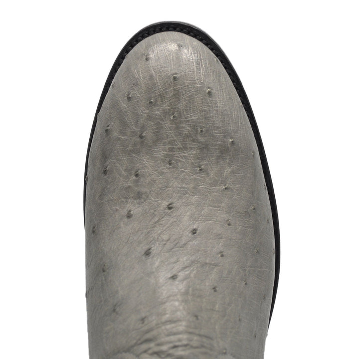 Galveston Smooth Ostrich Roper Boot - Grey