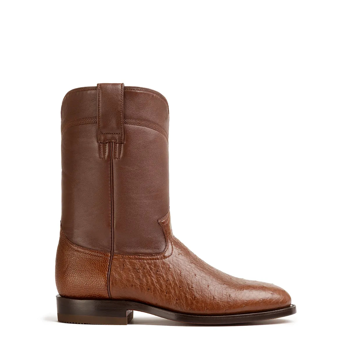 Galveston Smooth Ostrich Roper Boot Tobacco
