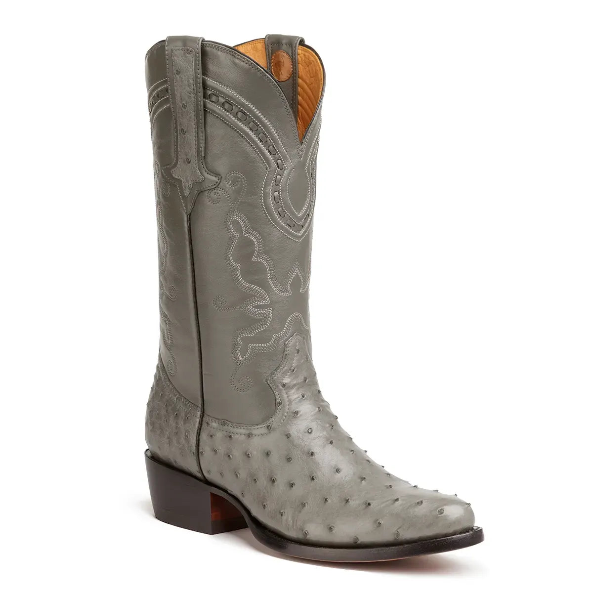 Cameron Full Quill Ostrich Classic Western Boot - Grey