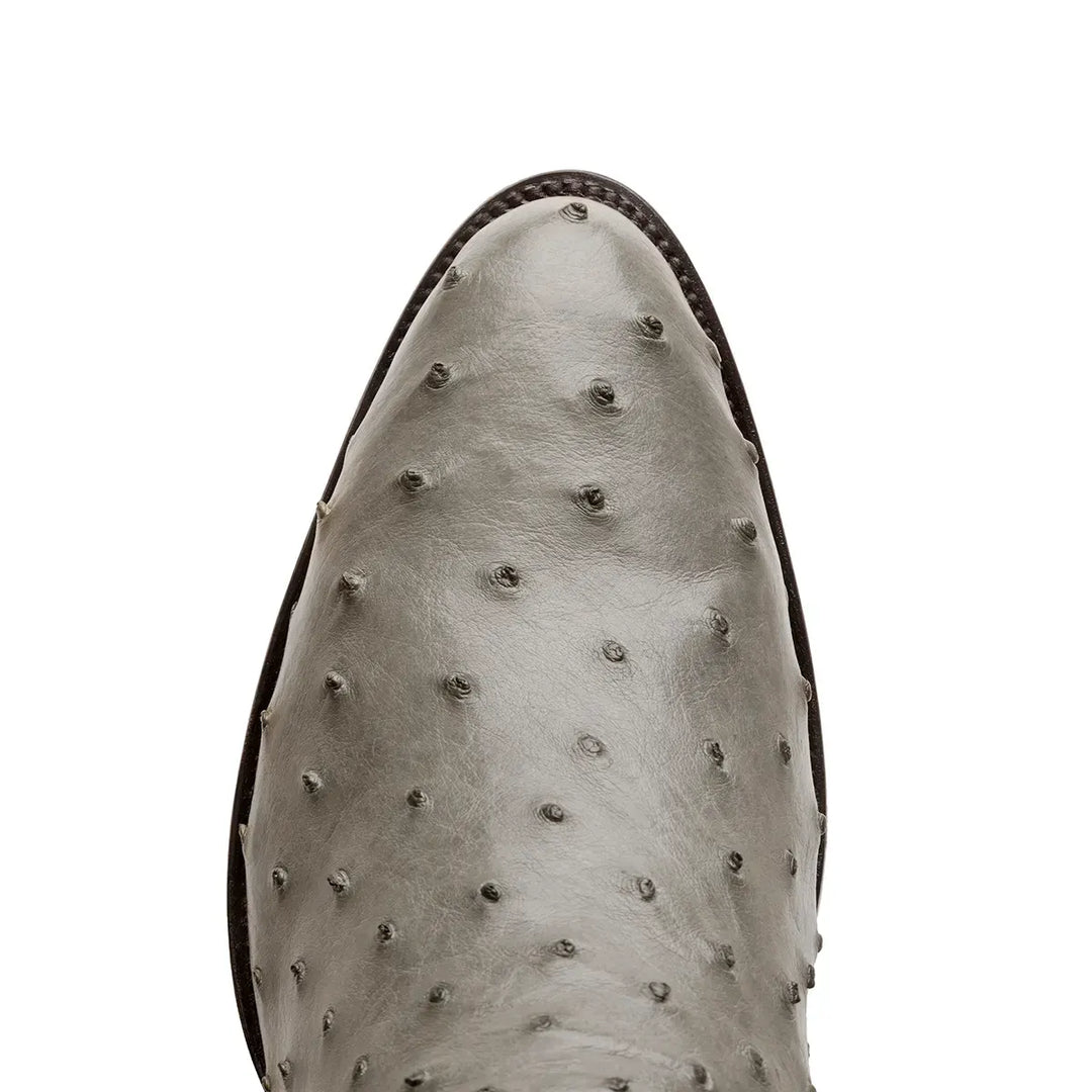 Cameron Full Quill Ostrich Classic Western Boot - Grey