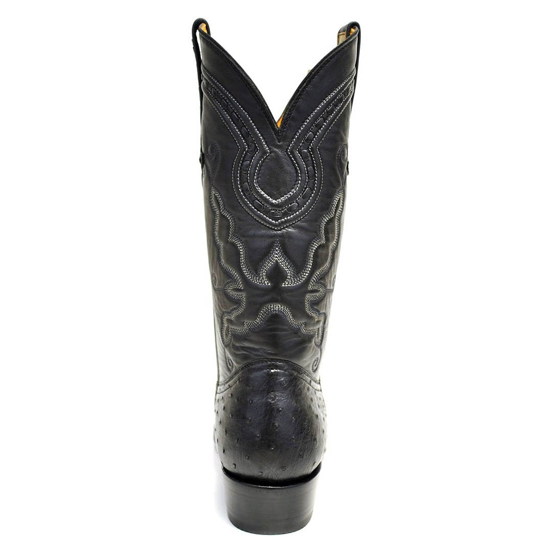 Cameron Full Quill Ostrich Classic Western Boot - Black