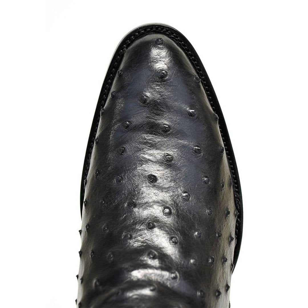 Cameron Full Quill Ostrich Classic Western Boot - Black