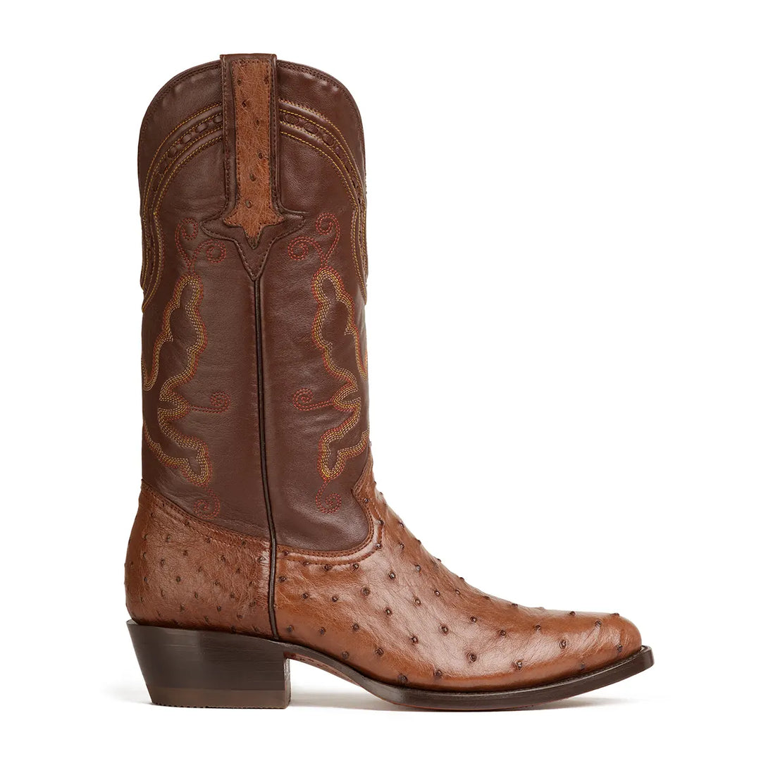 Cameron Full Quill Ostrich Classic Western Boot - Tobacco Brown