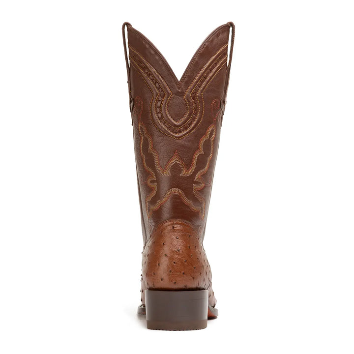 Cameron Full Quill Ostrich Classic Western Boot - Tobacco Brown