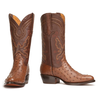 Cameron Full Quill Ostrich Classic Western Boot - Tobacco Brown