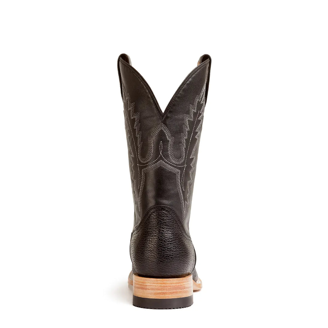 Taylor Shark Skin Stockman Square Toe Boot - Black