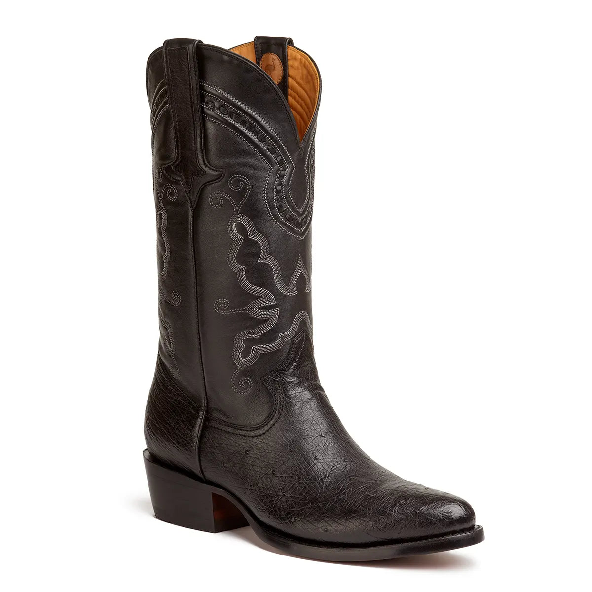 Travis Smooth Ostrich Classic Western Boot - Black – Gavel Boots