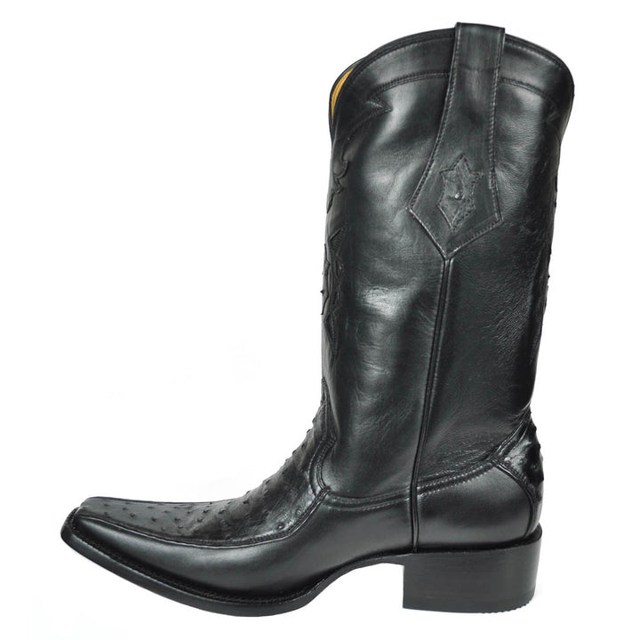 Vela Ostrich Spanish Toe Boot - Black