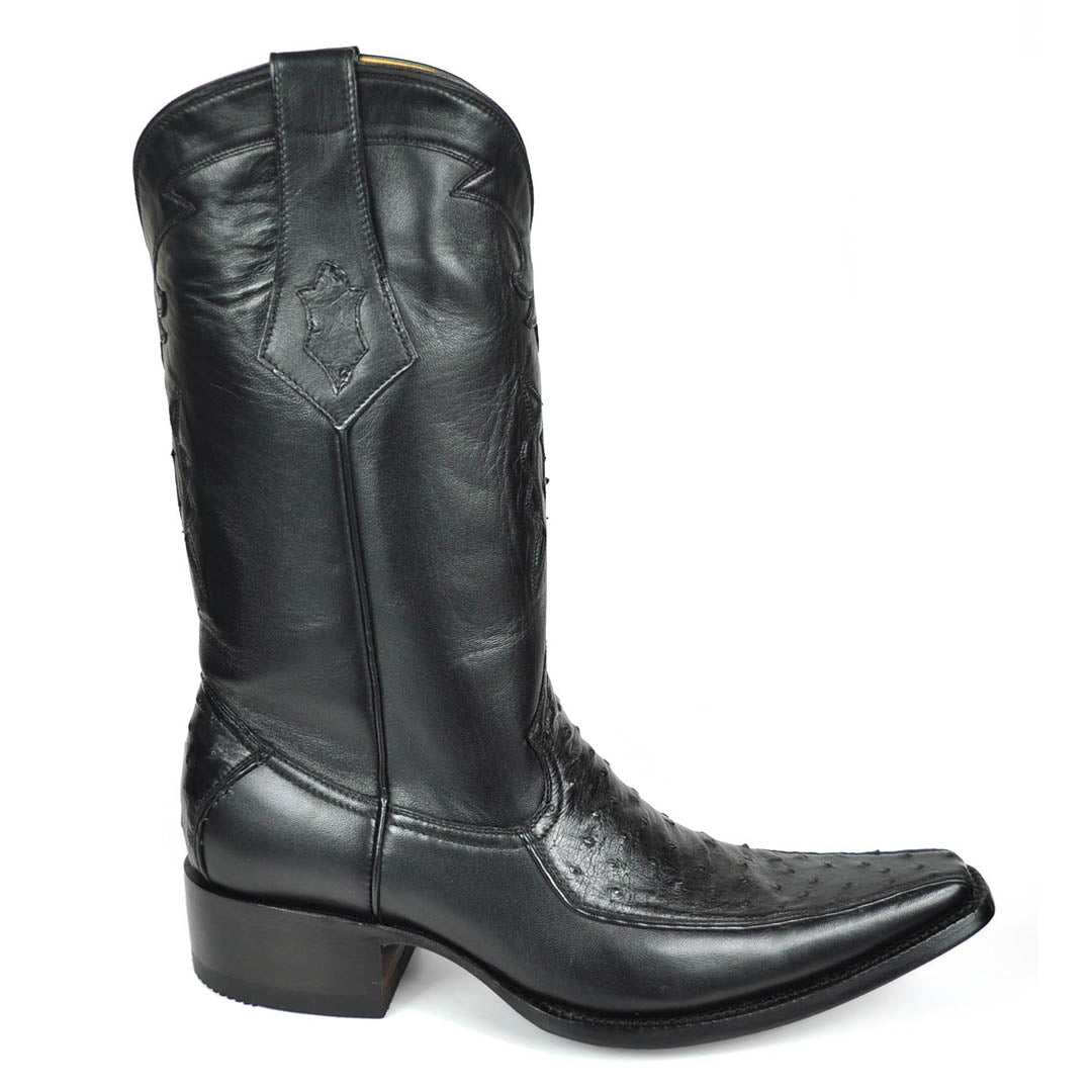 Vela Ostrich Spanish Toe Boot - Black