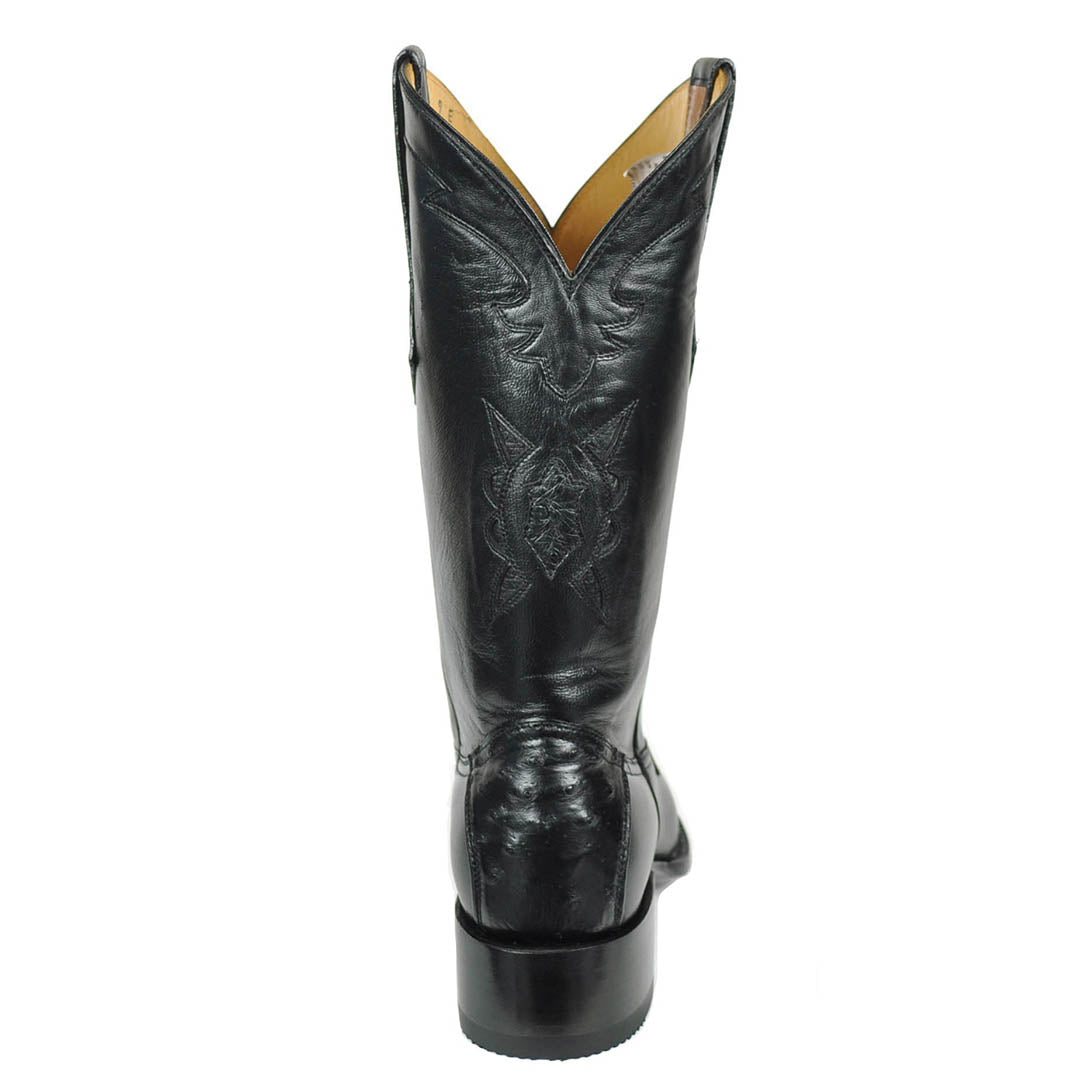 Vela Ostrich Spanish Toe Boot - Black