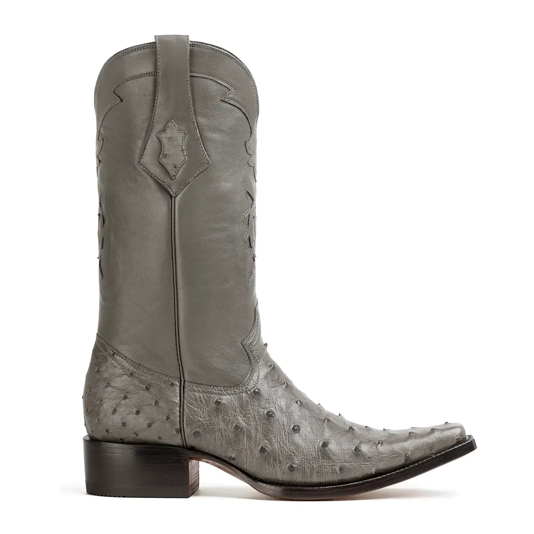 Cortez Full Quill Ostrich Spanish Toe Boot - Grey