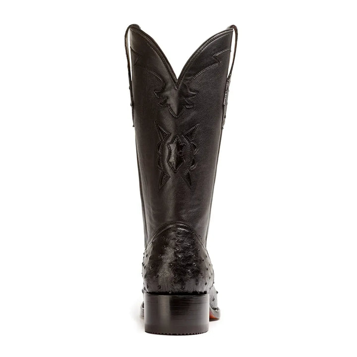 Cortez Full Quill Ostrich Spanish Toe Boot - Black