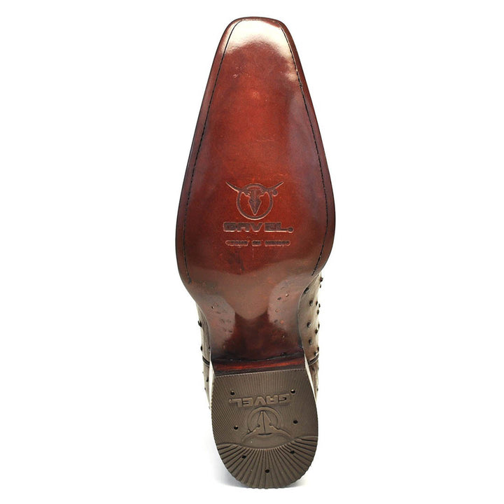 Cortez Full Quill Ostrich Spanish Toe Boot - Tobacco Brown