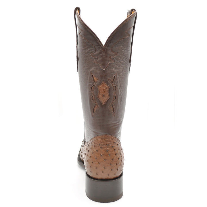 Cortez Full Quill Ostrich Spanish Toe Boot - Tobacco Brown