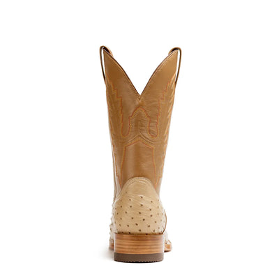 Antonio Full Quill Ostrich Stockman Square Toe Boot - Oryx