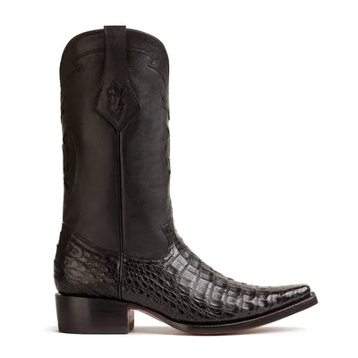 Vicente Caiman Belly Spanish Toe Boot - Black