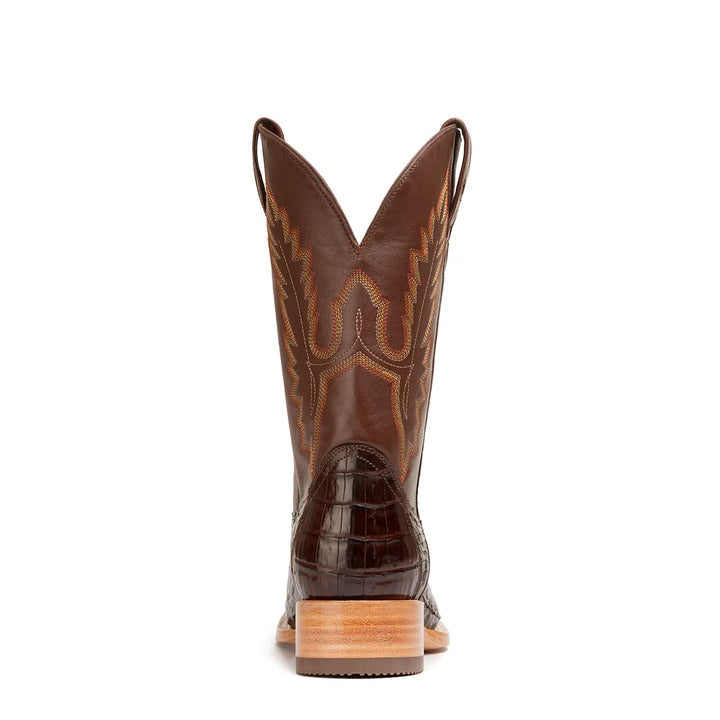 Garner Caiman Tail Belly Cut Stockman Square Toe Boot - Brown